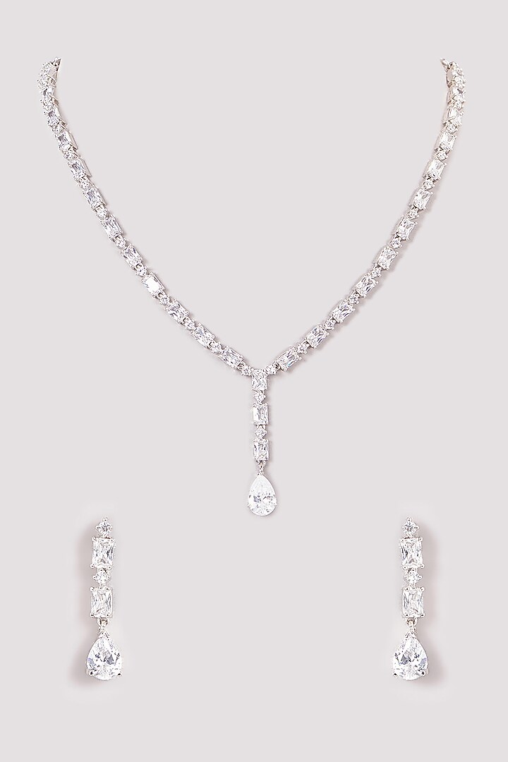 White Finish Zircon Necklace Set by Aster at Pernia's Pop Up Shop