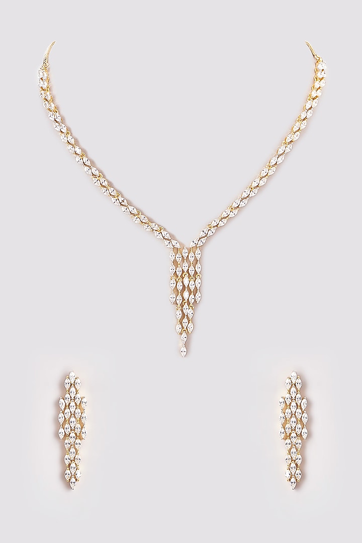 Gold Finish Zircon Necklace Set by Aster at Pernia's Pop Up Shop