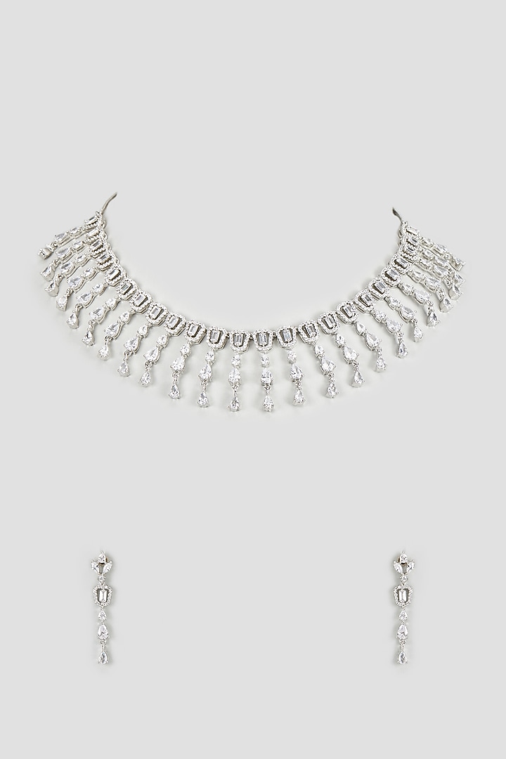 White Finish Zircon Necklace Set by Aster at Pernia's Pop Up Shop