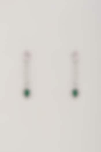 White Finish Emerald Stone Dangler Earrings by Aster at Pernia's Pop Up Shop