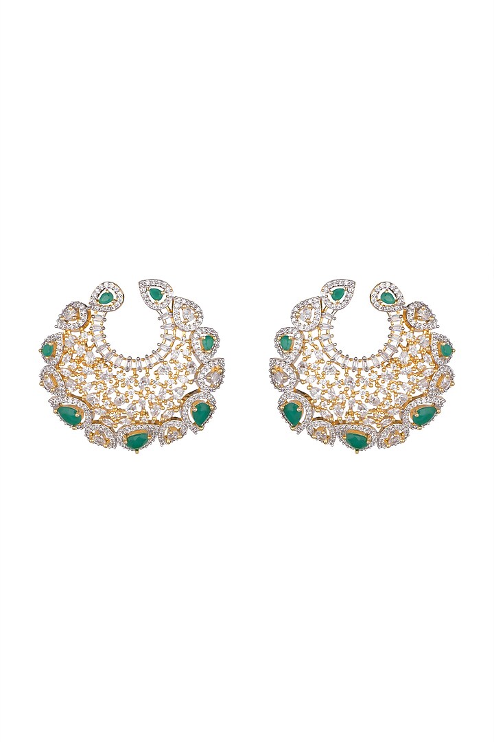Gold Finish Faux Diamond & Stone Earrings by Aster at Pernia's Pop Up Shop