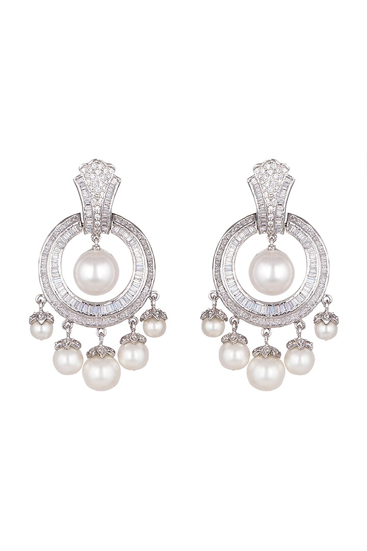 White Finish Faux Diamond Earrings by Aster at Pernia's Pop Up Shop