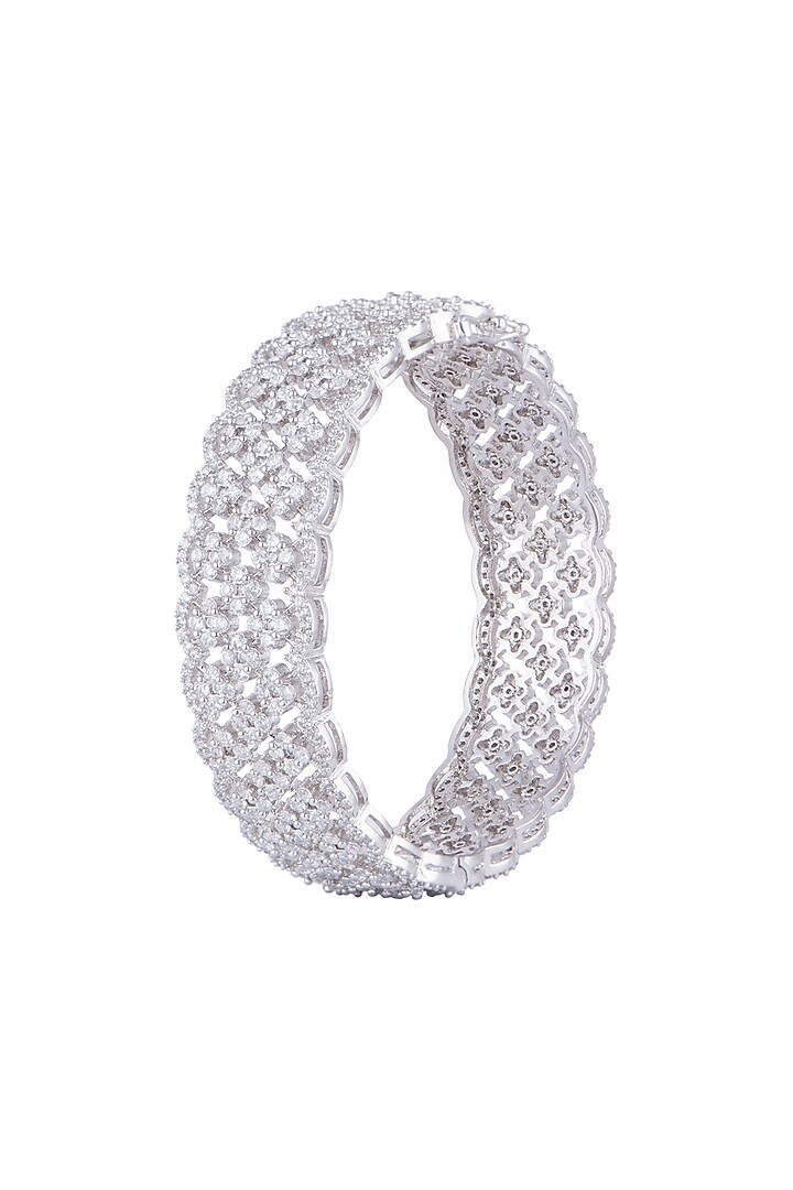 White Finish Faux Diamonds Openable Bangle by Aster at Pernia's Pop Up Shop