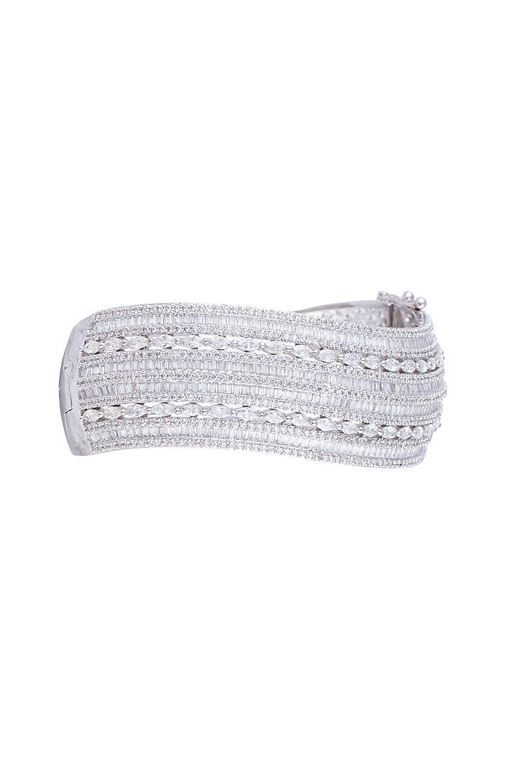 White Finish Diamond Openable Kada Bracelet by Aster at Pernia's Pop Up Shop