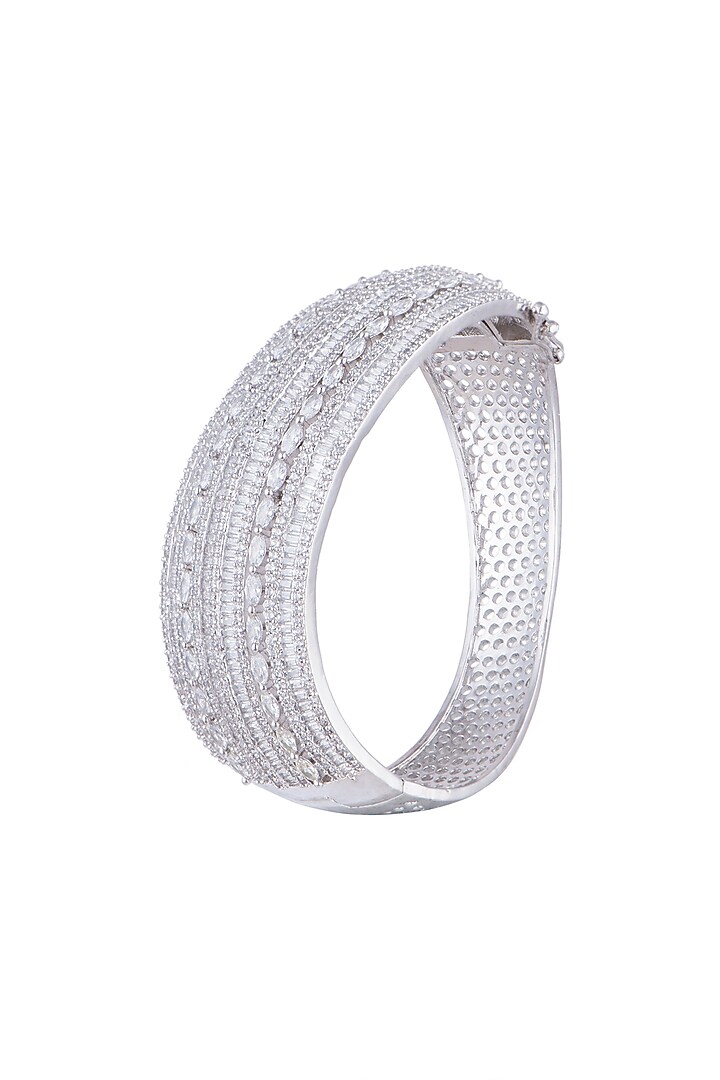 White Finish Diamond Openable Kada Bracelet by Aster at Pernia's Pop Up Shop