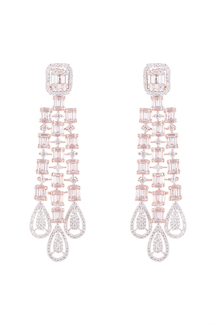 Rose Gold Finish Diamond Dangler Earrings by Aster at Pernia's Pop Up Shop