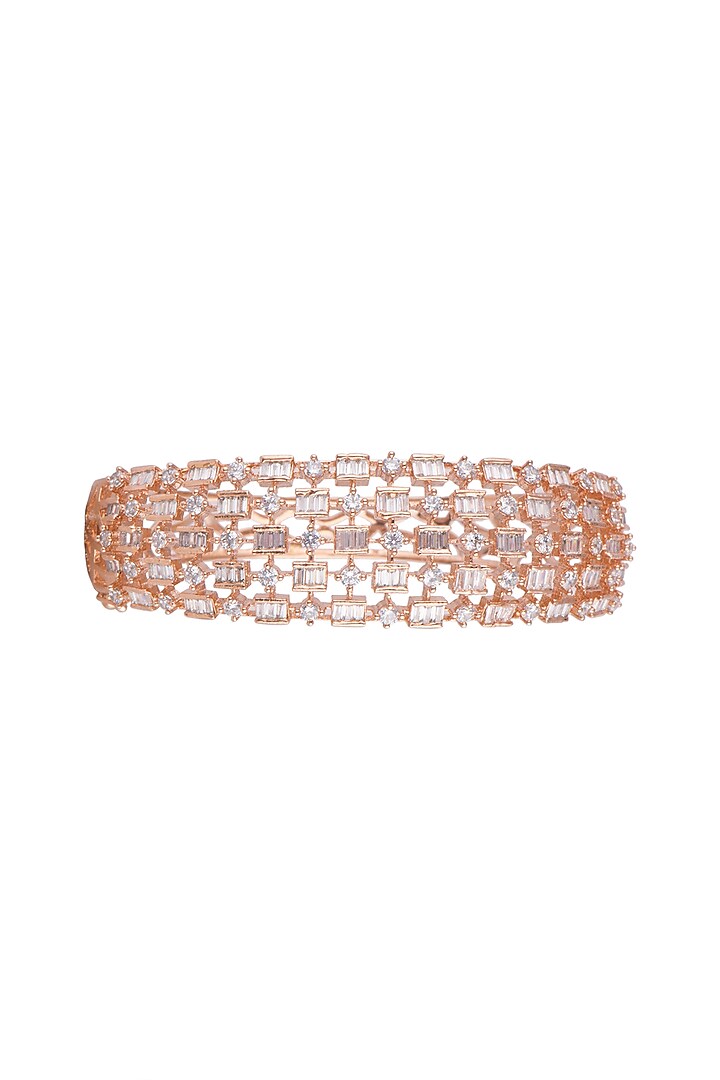 Rose Gold Finish Diamond Openable Kada Bracelet by Aster at Pernia's Pop Up Shop
