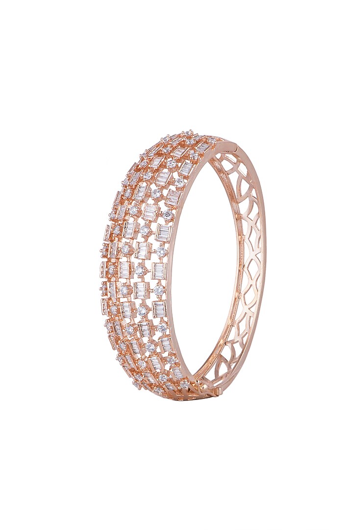 Rose Gold Finish Diamond Openable Kada Bracelet by Aster at Pernia's Pop Up Shop