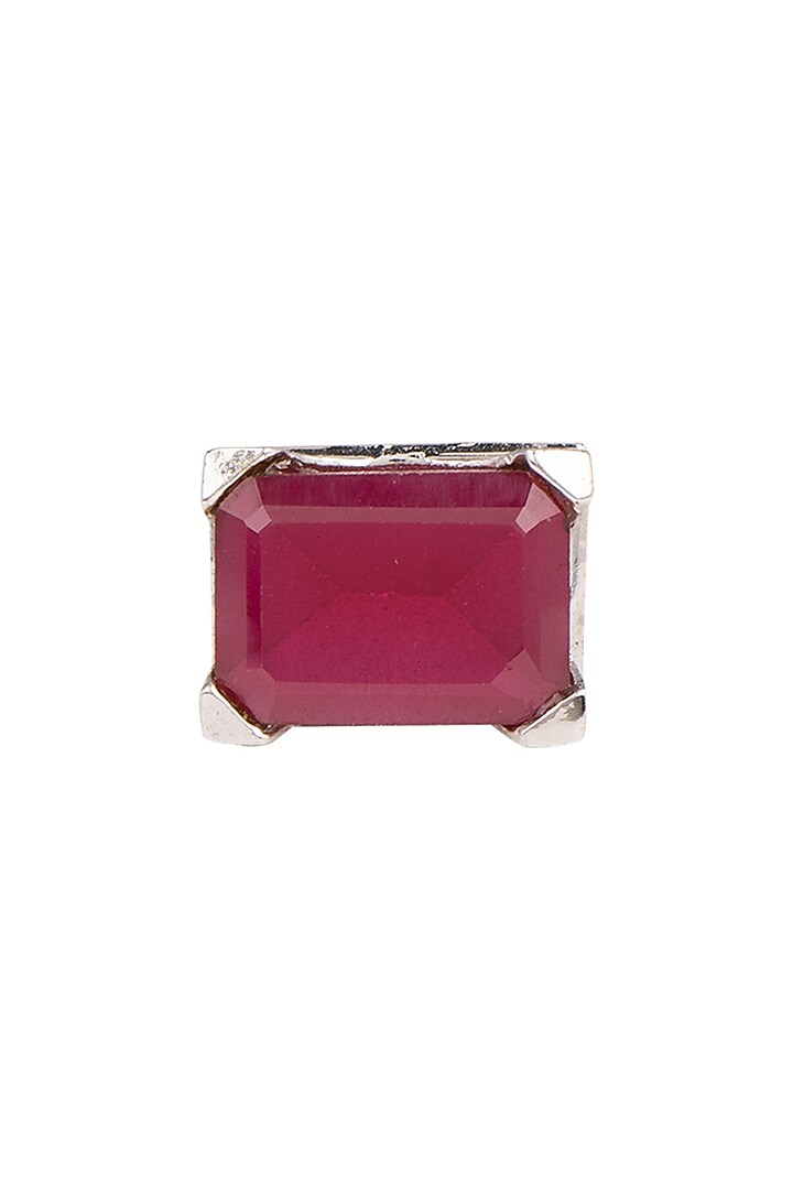 White Finish Red Stone Ring by Aster at Pernia's Pop Up Shop