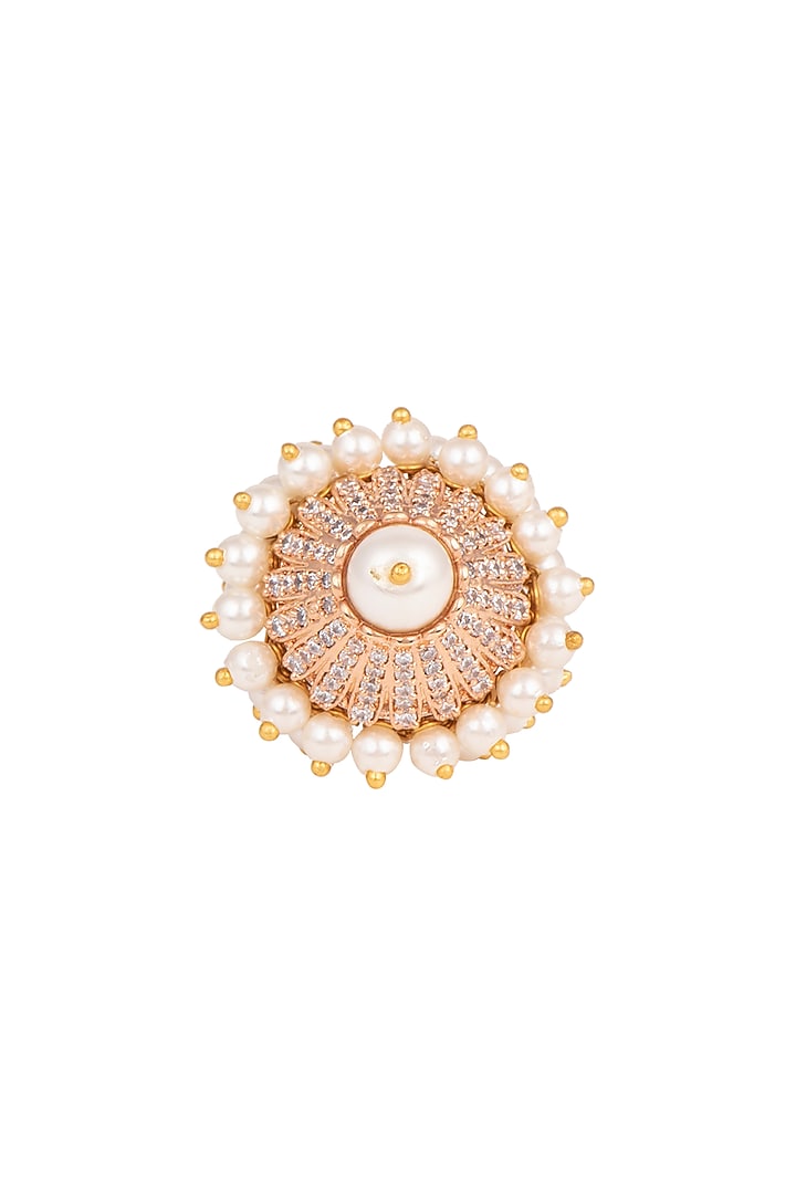Gold Finish Pearl Ring by Aster at Pernia's Pop Up Shop