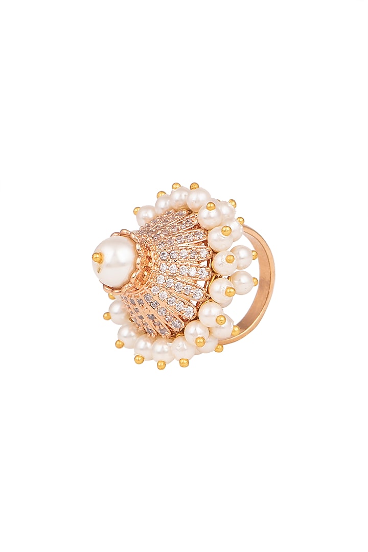 Gold Finish Pearl Ring by Aster at Pernia's Pop Up Shop