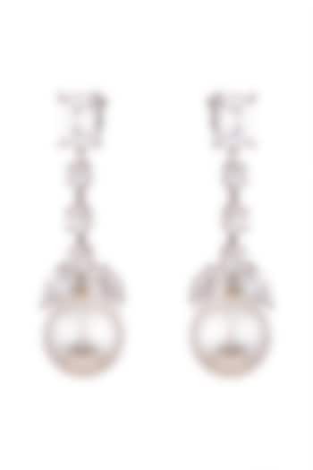 White Finish Pearl Earrings by Aster