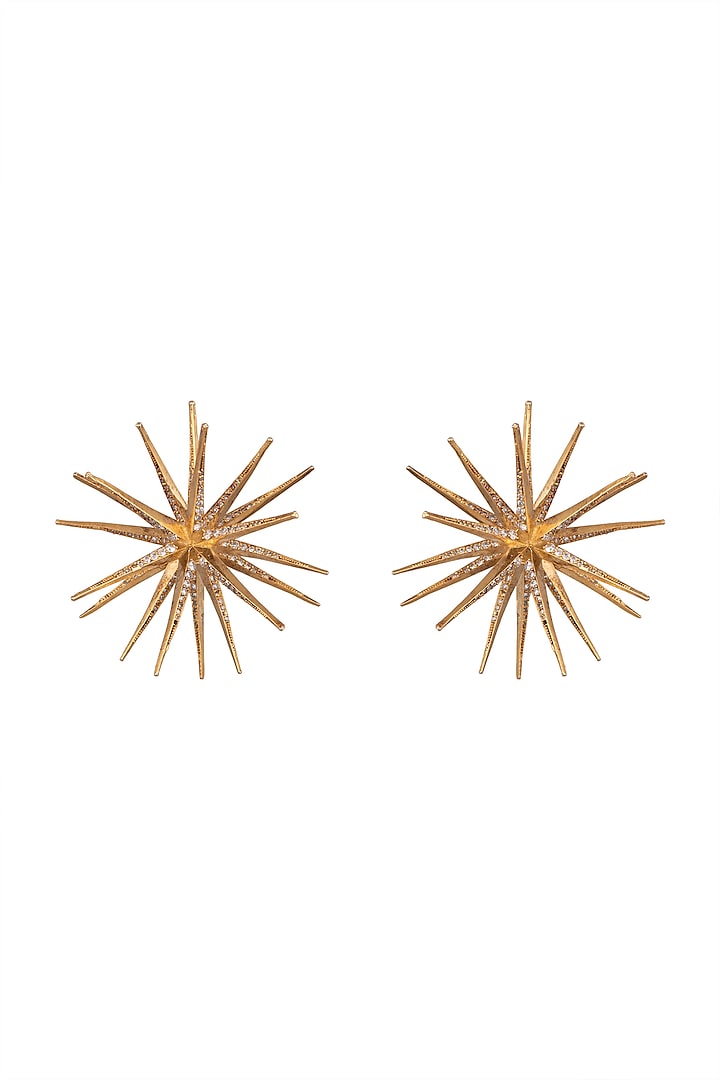 Gold Finish Diamond Earrings by Aster