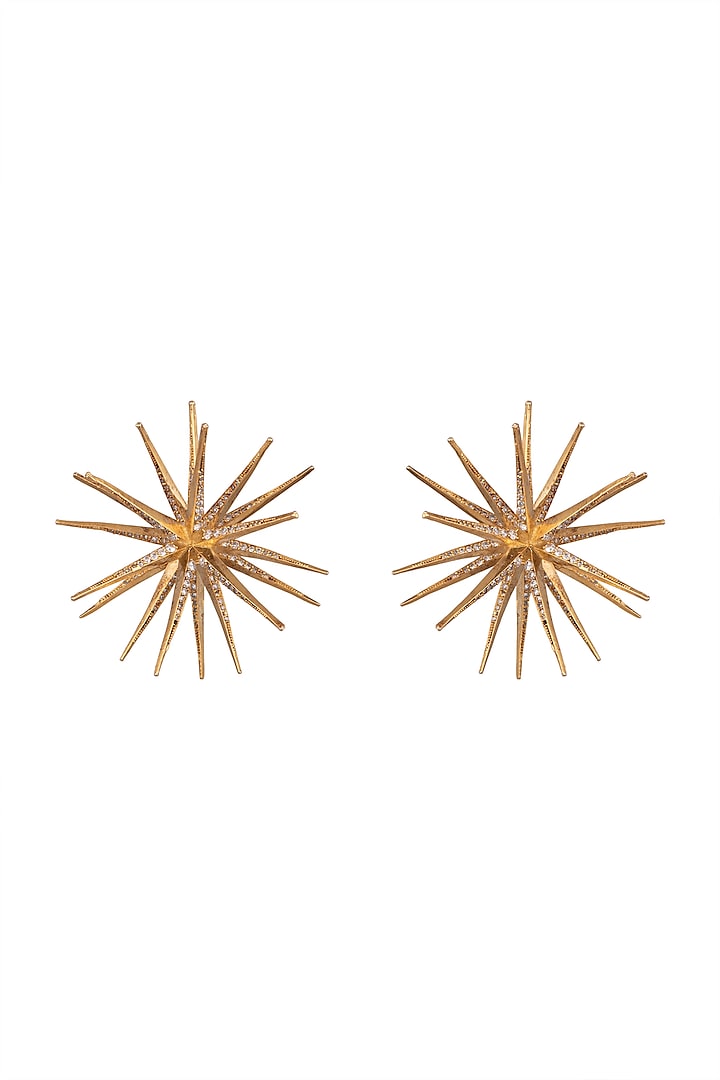 Gold Finish Diamond Earrings by Aster at Pernia's Pop Up Shop