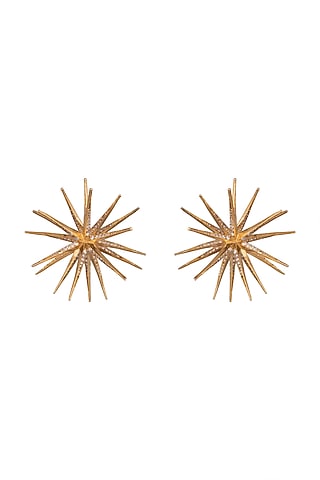 Gold Finish Diamond Earrings by Aster