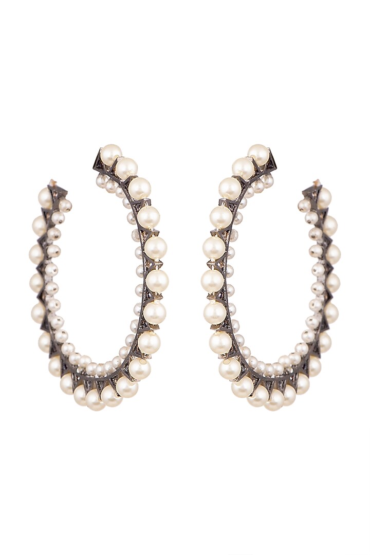 Black Rhodium Finish Hoop Earrings by Aster at Pernia's Pop Up Shop