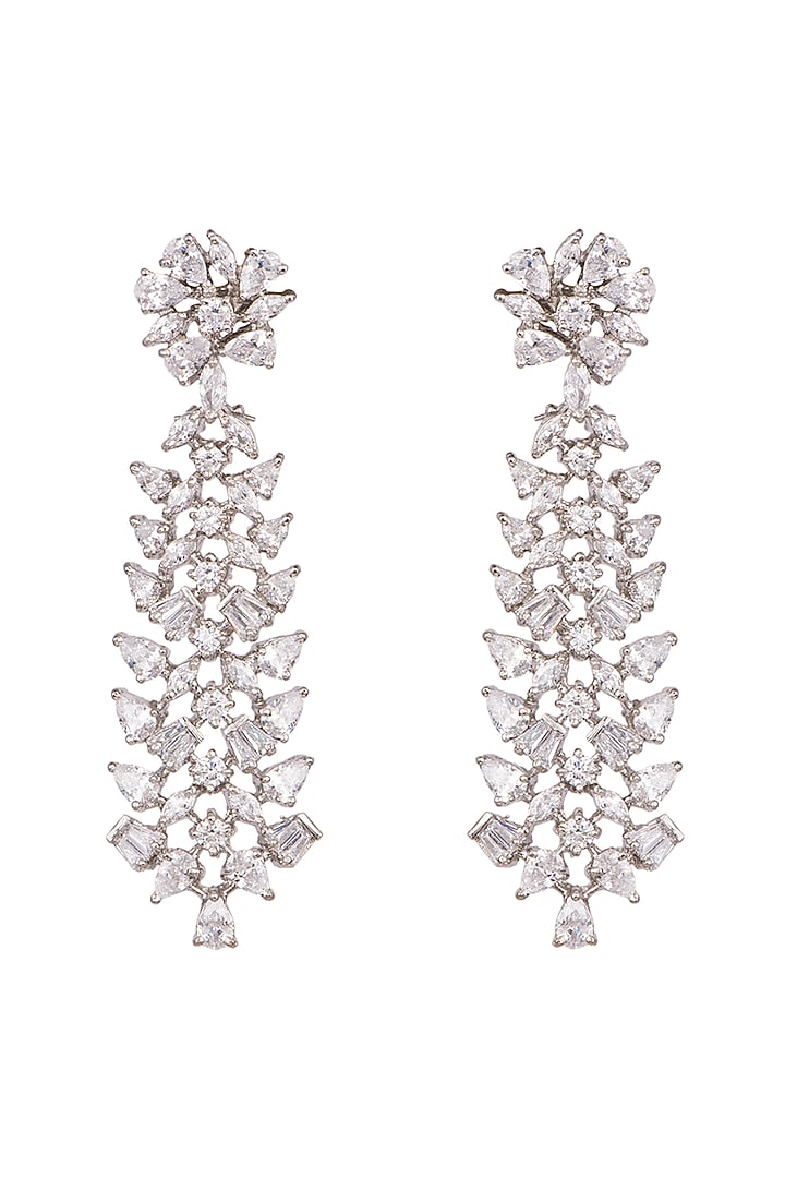 White Finish Faux Diamond Earrings by Aster at Pernia's Pop Up Shop