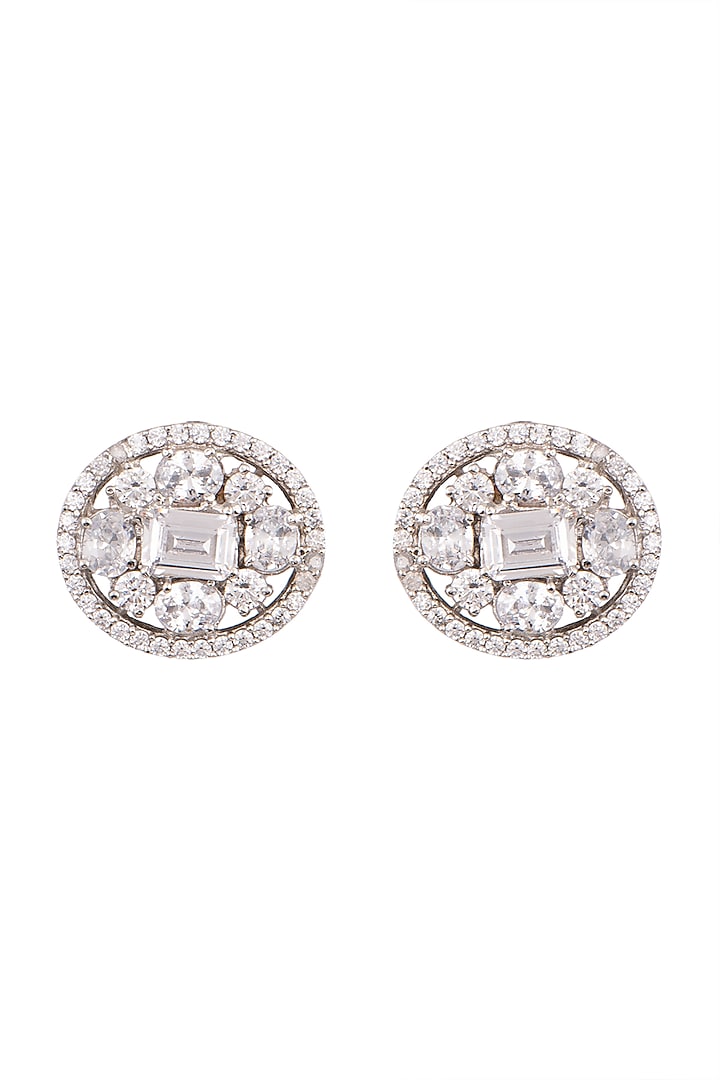 White Finish Stud Earrings by Aster