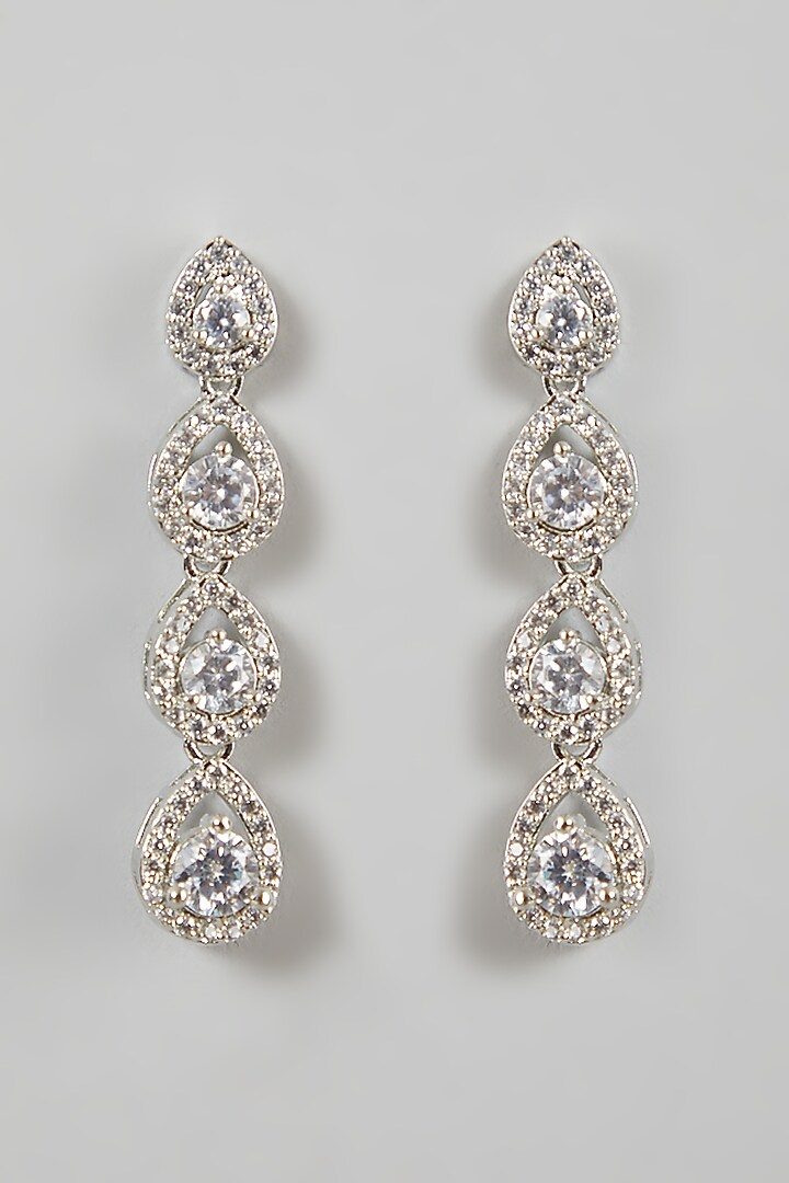 White Finish Necklace Set With Diamonds by Aster at Pernia's Pop Up Shop