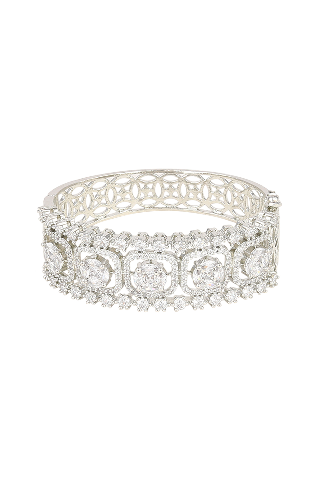 White Finish Diamond Openable Bracelet by Aster