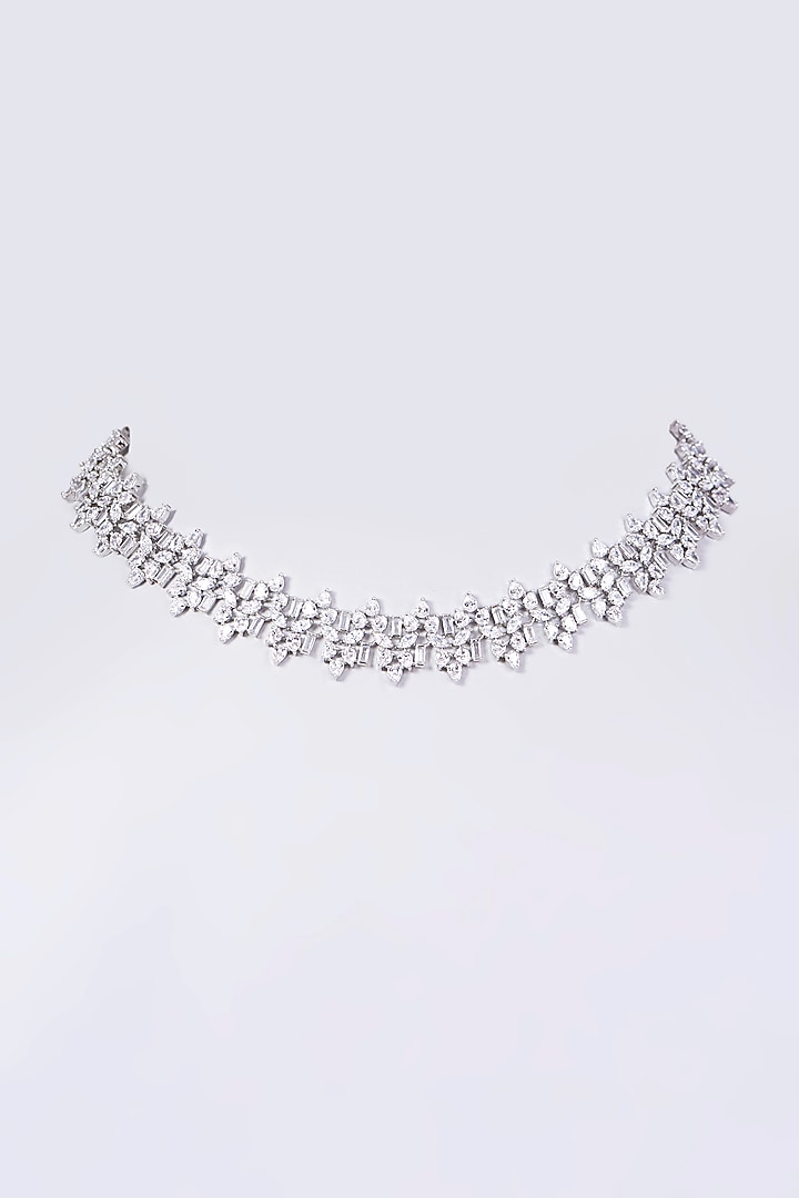 White Finish Zircon Choker Necklace Set by Aster at Pernia's Pop Up Shop