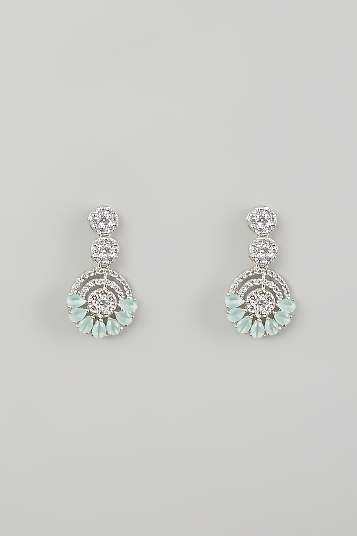 White Finish Aqua Faux Diamond Necklace Set by Aster at Pernia's Pop Up Shop