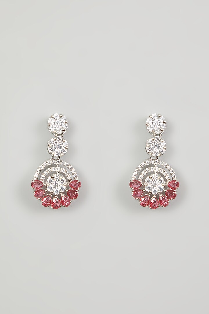 White Finish Red Faux Diamond Necklace Set by Aster at Pernia's Pop Up Shop