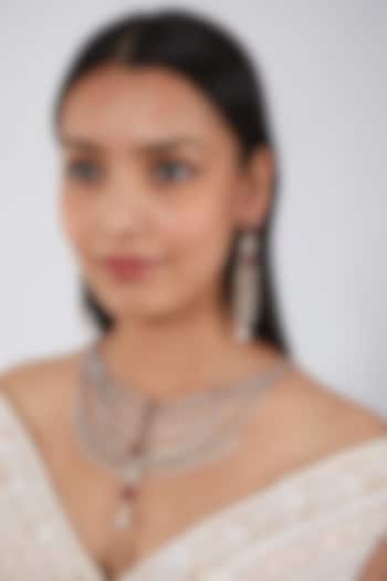 Two Tone Finish Red Zircon Necklace Set by Aster at Pernia's Pop Up Shop