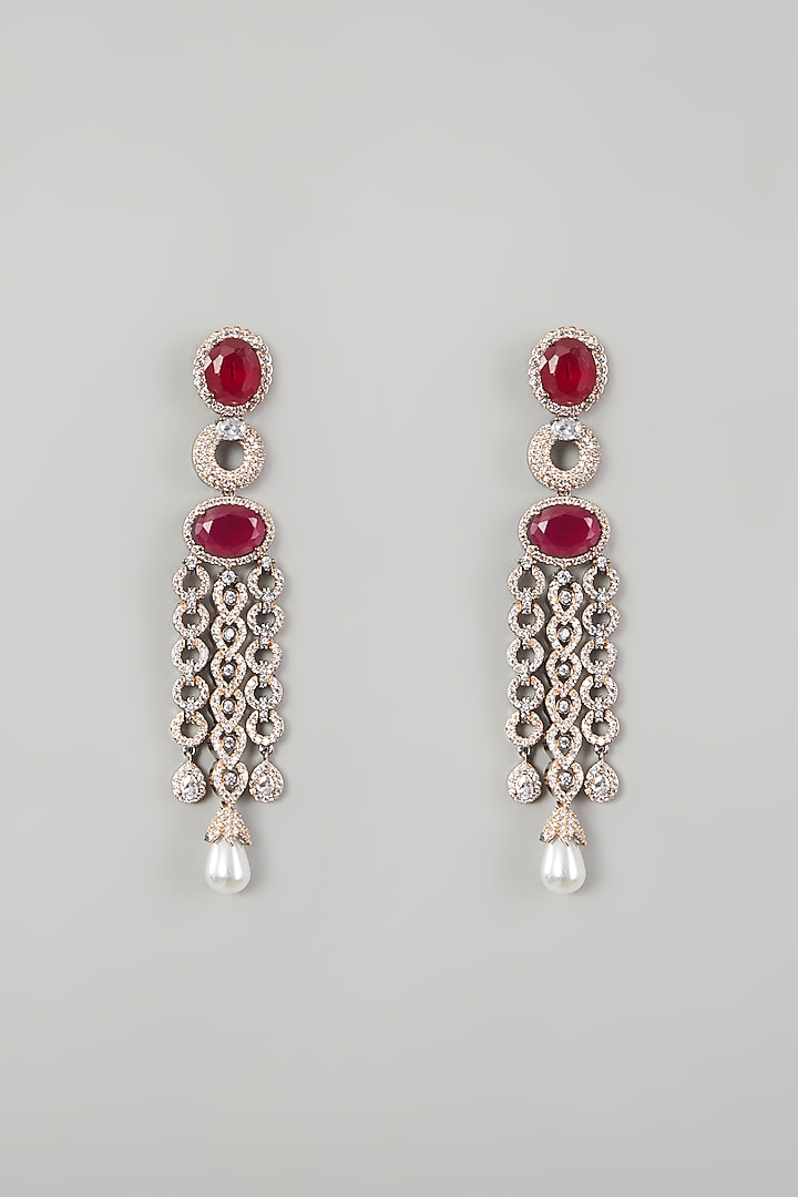 Two Tone Finish Red Zircon Necklace Set by Aster at Pernia's Pop Up Shop