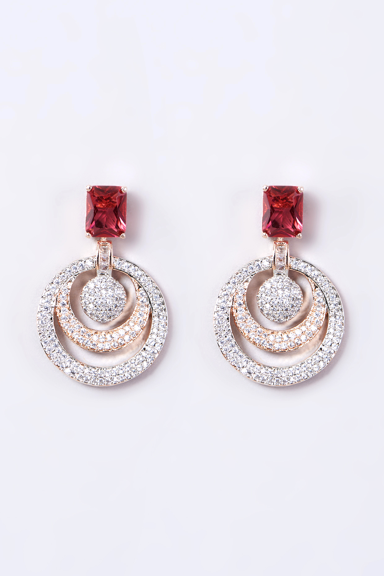 Two-Tone Finish Faux Diamond Earrings by Aster