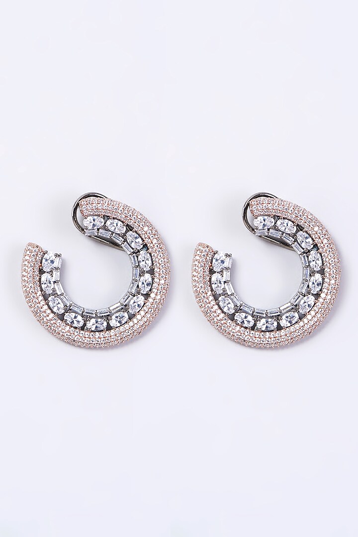 Two-Tone Finish Faux Diamond Hoop Earrings by Aster at Pernia's Pop Up Shop