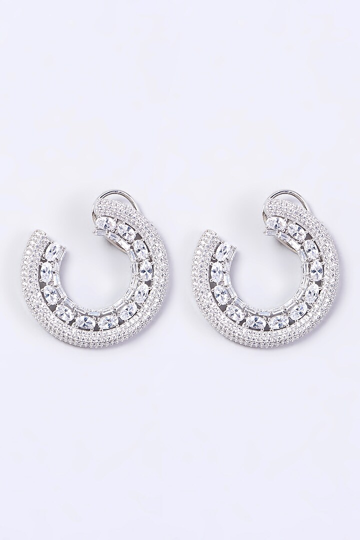 White Finish Hoop Earrings by Aster at Pernia's Pop Up Shop