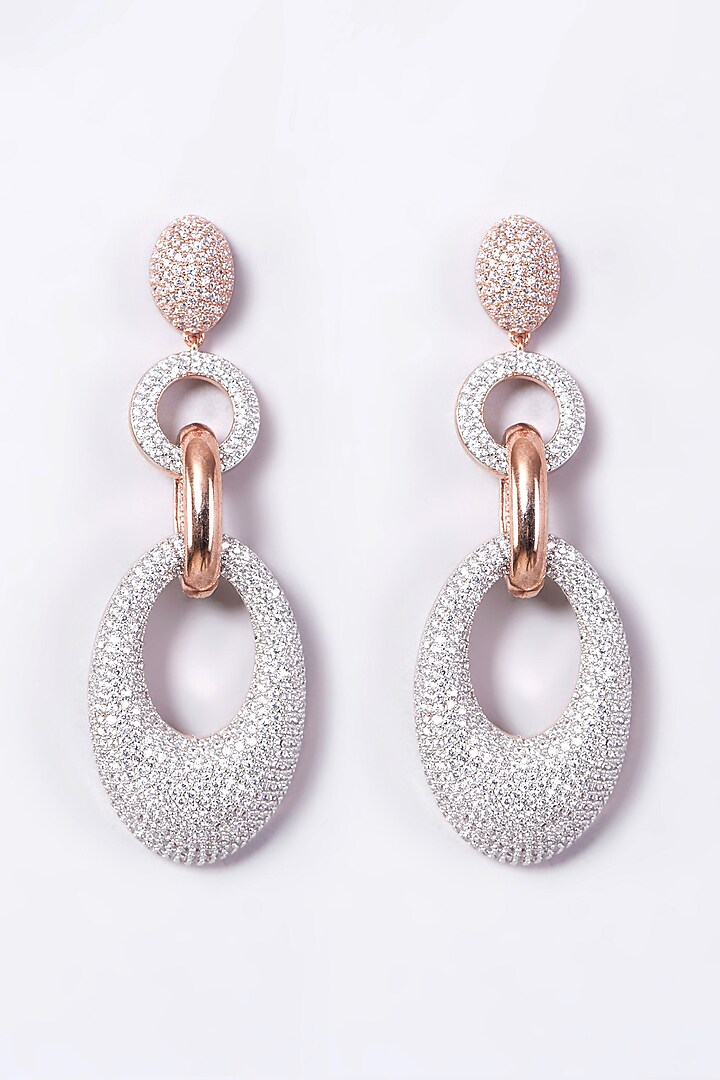 Two-Tone Finish Faux Diamond Dangler Earrings by Aster at Pernia's Pop Up Shop