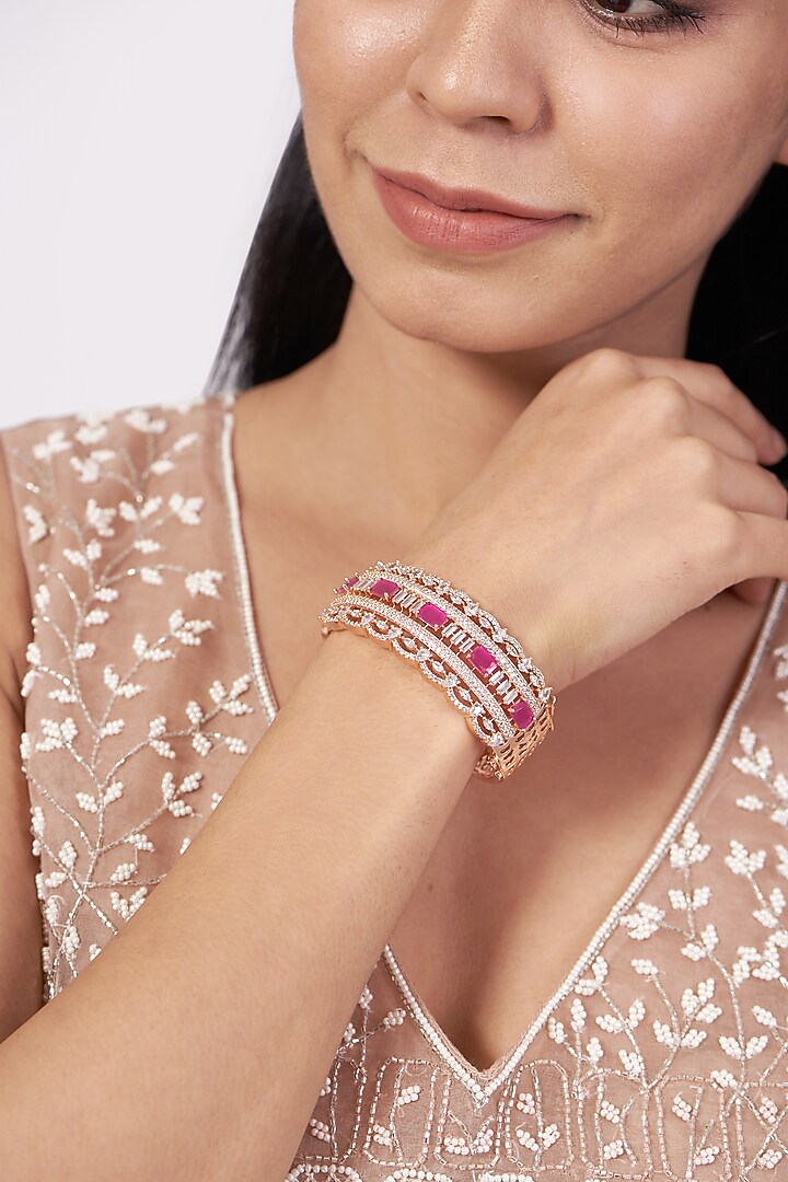 Rose Gold Finish Faux Diamond Bangle by Aster at Pernia's Pop Up Shop