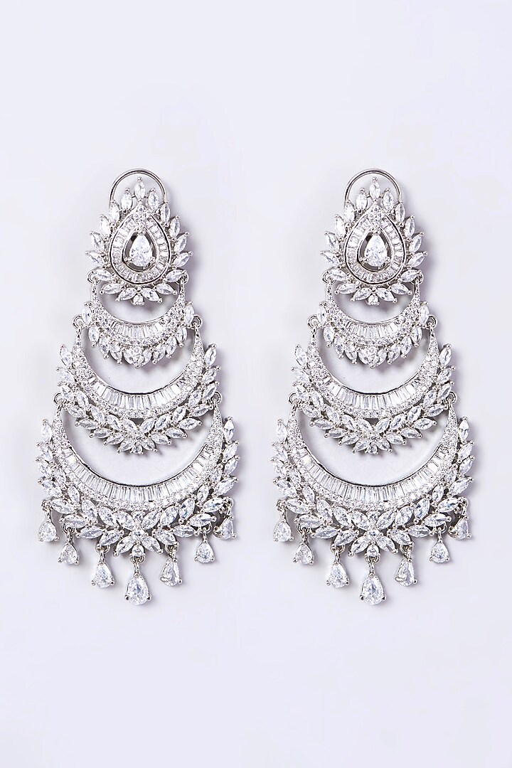 White Finish Zircon Earrings by Aster at Pernia's Pop Up Shop