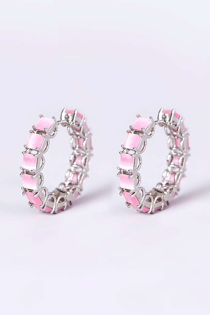 White Finish Synthetic Stone Earrings by Aster at Pernia's Pop Up Shop