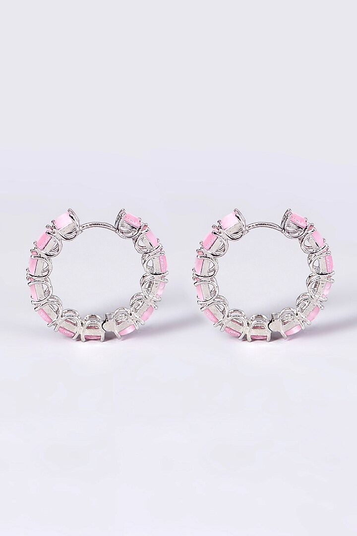 White Finish Synthetic Stone Earrings by Aster at Pernia's Pop Up Shop