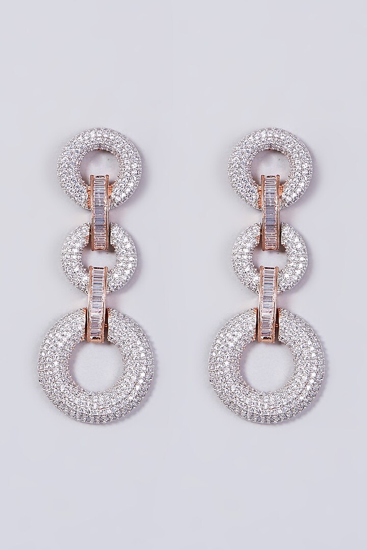 Two Tone Finish Zircons Dangler Earrings by Aster at Pernia's Pop Up Shop