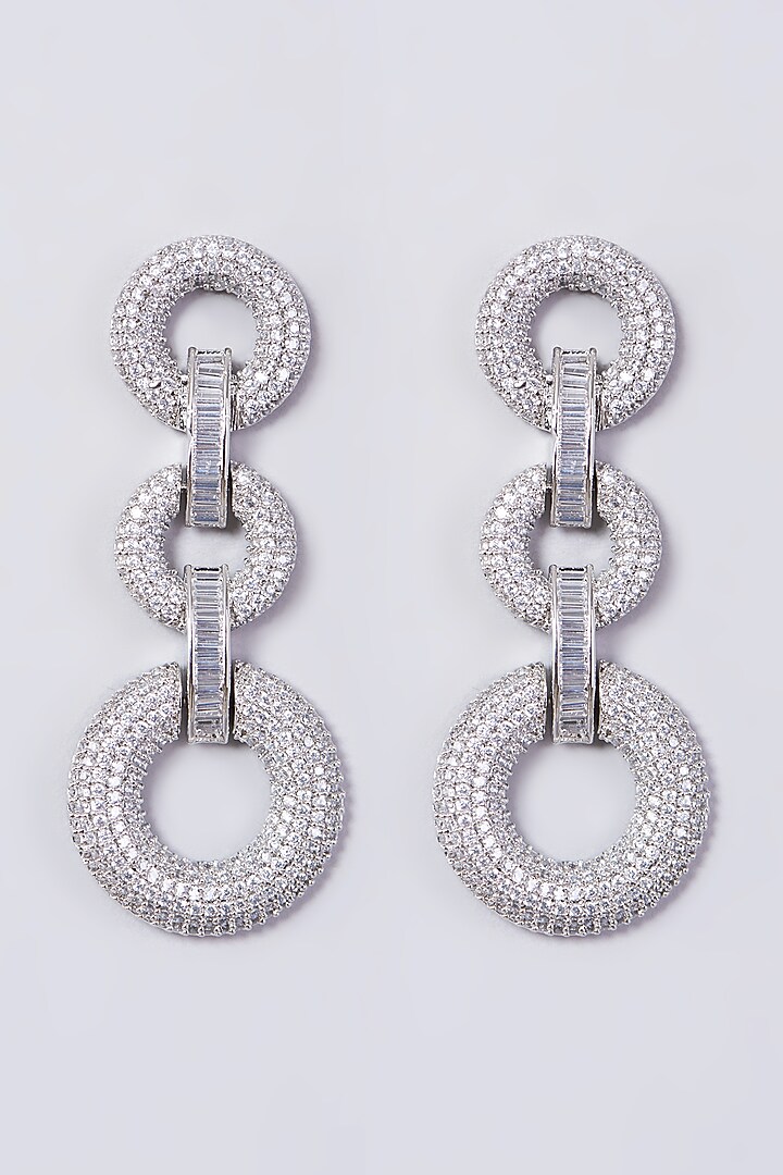 White Finish Zircon Dangler Earrings by Aster at Pernia's Pop Up Shop