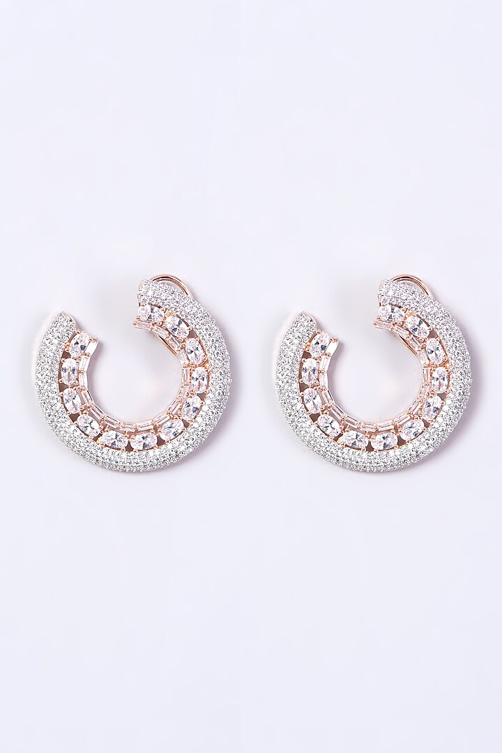 Rose Gold Finish Faux Diamond Stud Earrings by Aster at Pernia's Pop Up Shop
