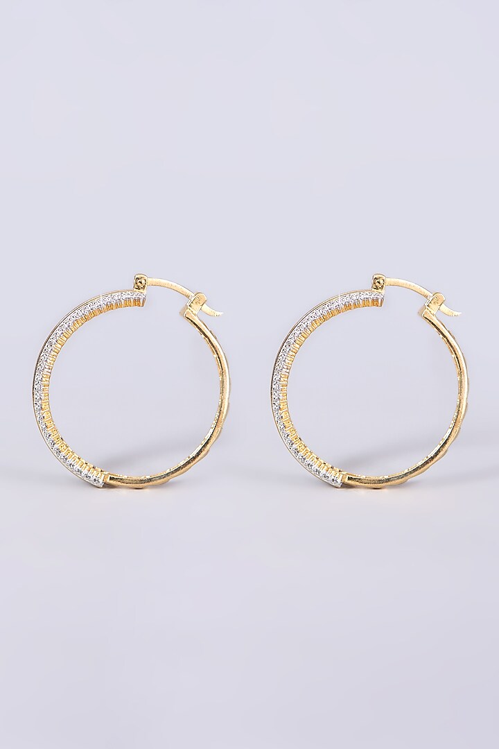 Gold Finish Faux Diamond Hoop Earrings by Aster at Pernia's Pop Up Shop