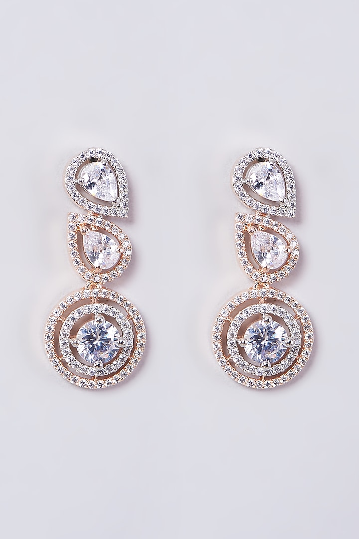 Two Tone Finish Faux Diamond Dangler Earrings by Aster at Pernia's Pop Up Shop