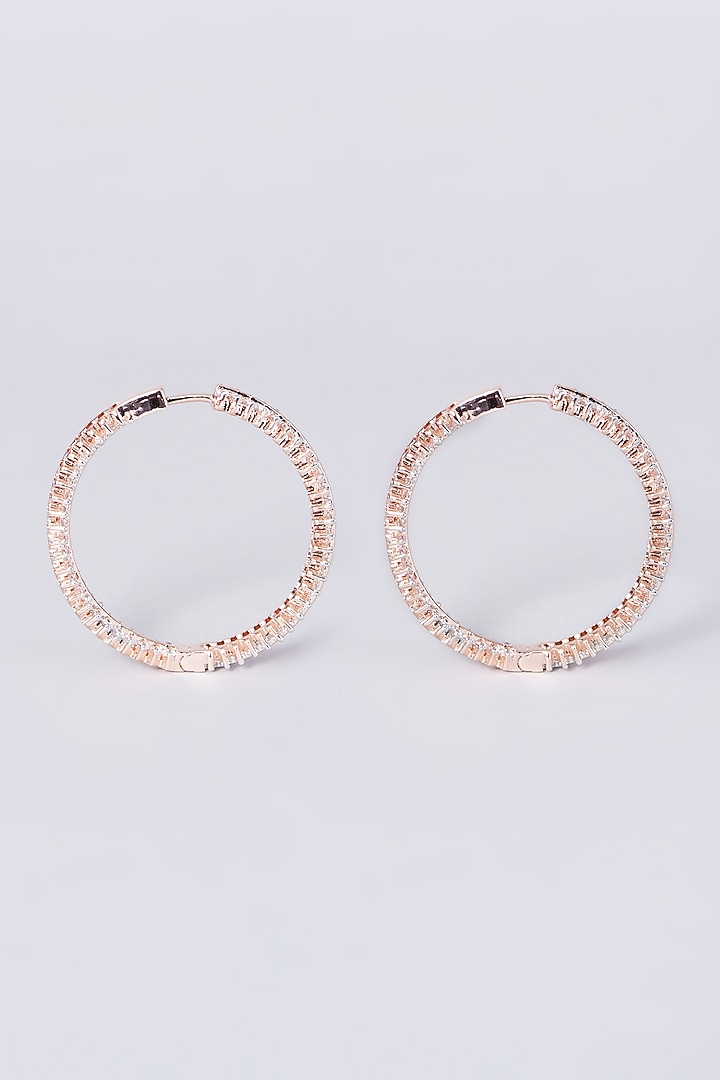 Rose Gold Finish Zircons Hoop Earrings by Aster at Pernia's Pop Up Shop