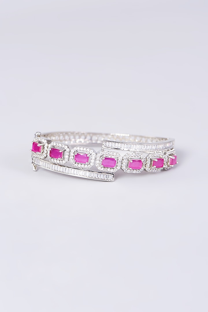 White Finish Bangle With Synthetic Stones by Aster at Pernia's Pop Up Shop