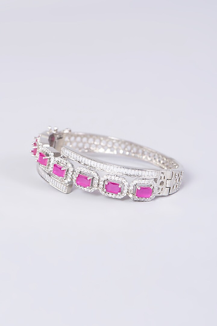 White Finish Bangle With Synthetic Stones by Aster at Pernia's Pop Up Shop
