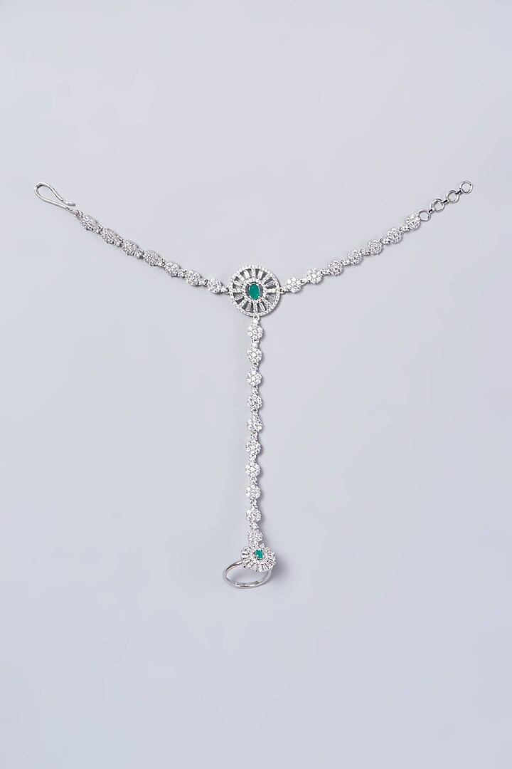 White Finish Faux Diamonds Hand Harness (Set of 2) by Aster at Pernia's Pop Up Shop