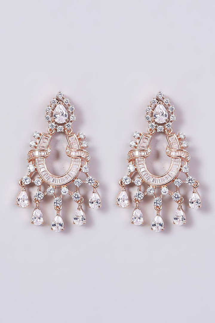 Rose Gold Finish Faux Diamonds & Zircons Necklace Set by Aster at Pernia's Pop Up Shop