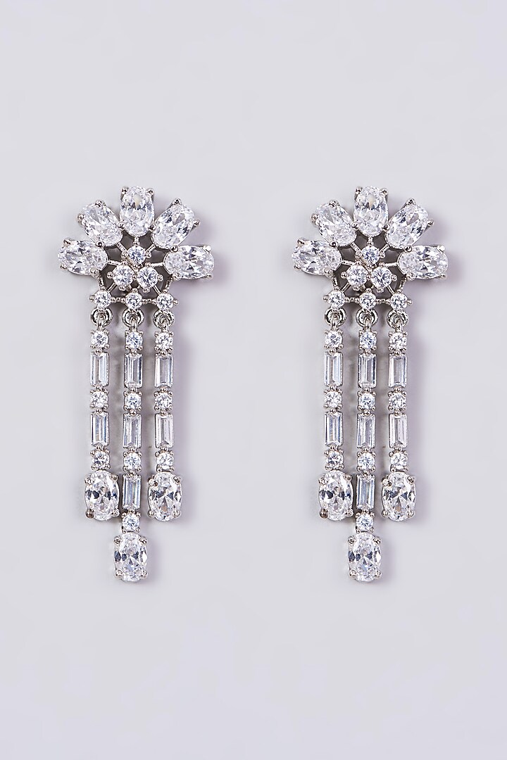 White Finish Dangler Earrings In Mixed Metal by Aster at Pernia's Pop Up Shop