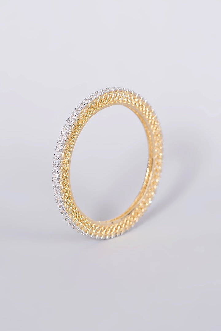 Gold Finish Faux Diamond Bangles (Set of 4) by Aster at Pernia's Pop Up Shop