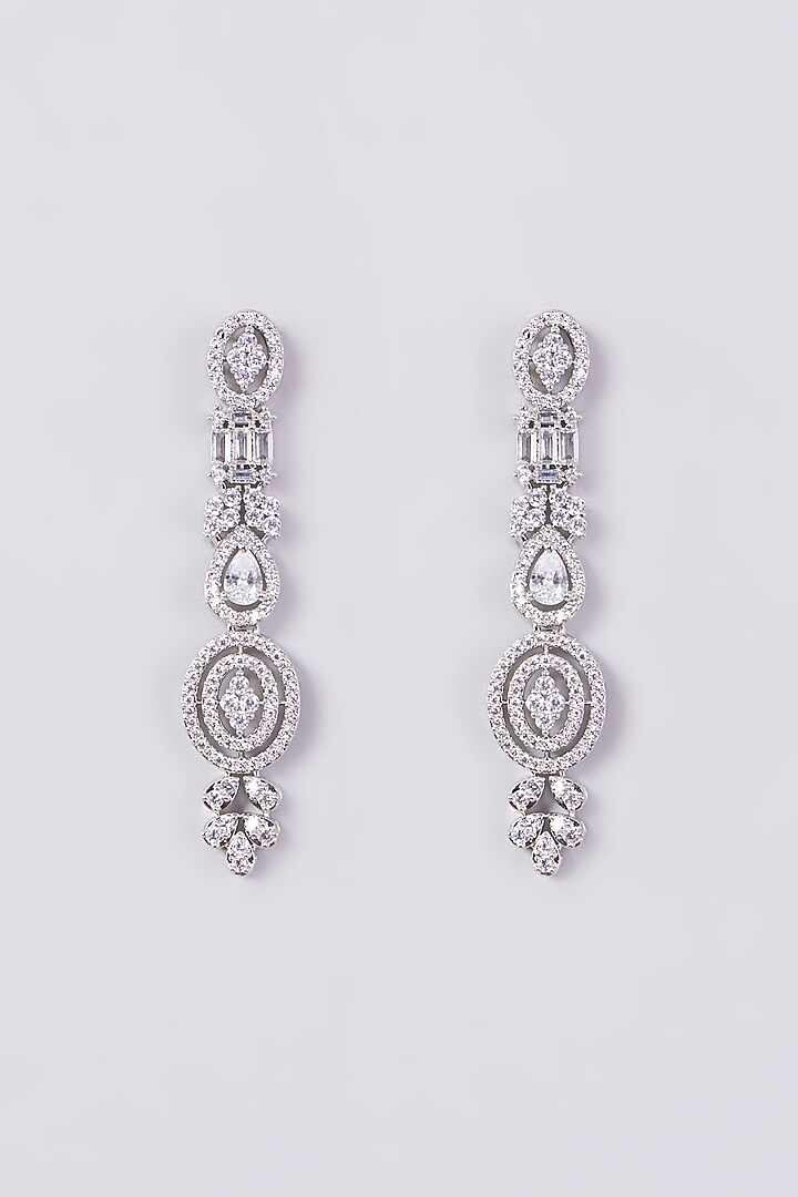 White Finish Zircons & Faux Diamond Necklace Set by Aster at Pernia's Pop Up Shop